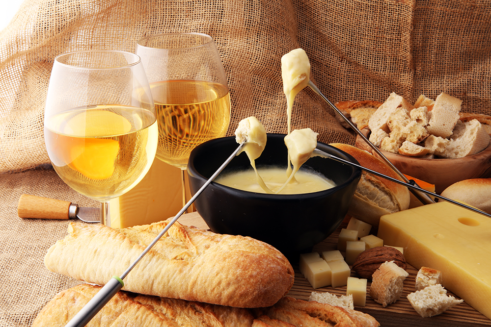 Cheese Fondue In A Pot